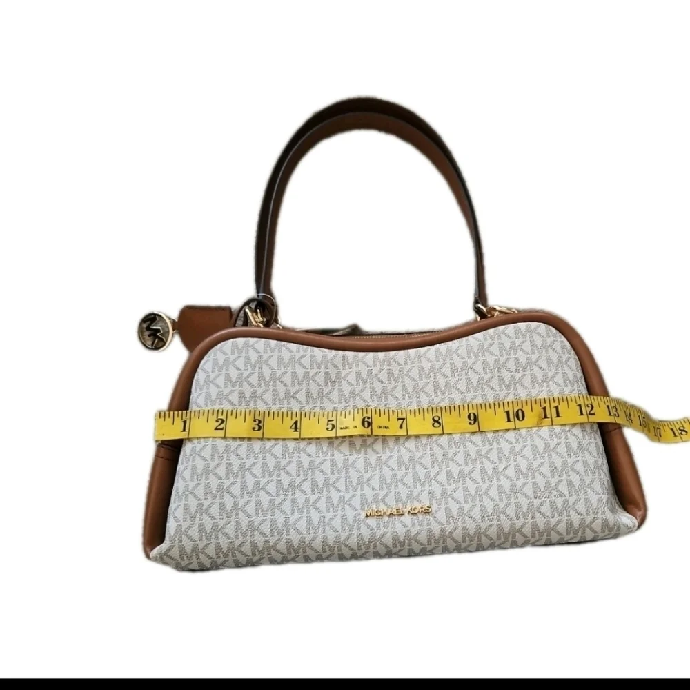 Michael Kors Cecily Medium Signature Logo Shoulder Bag In Vanilla